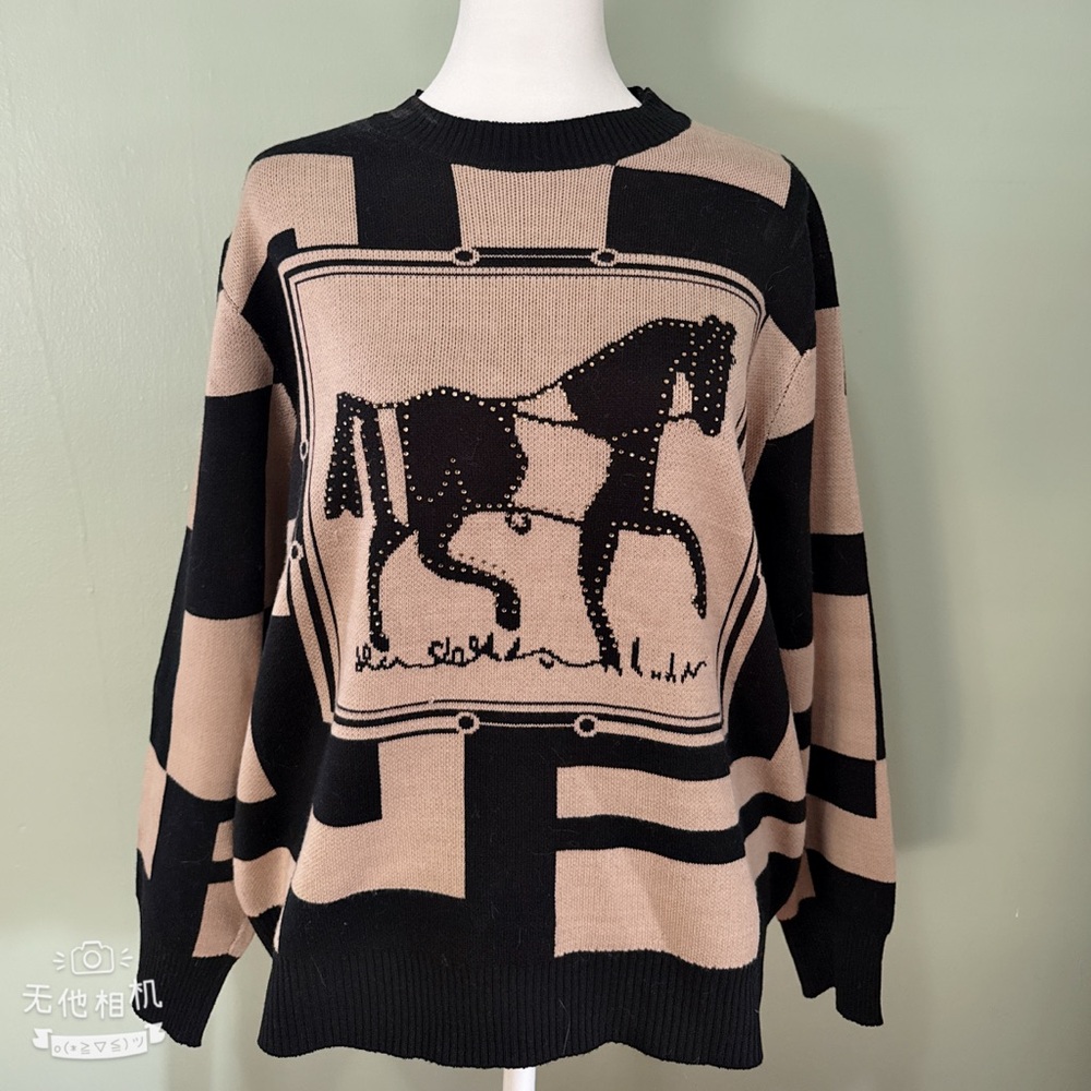 Black and Tan Graphic Sweater - Picture 1 of 6